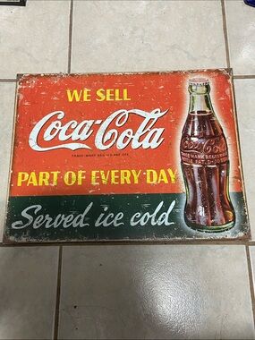 Retro Coca-Cola Tin Metal Art Advertising Sign